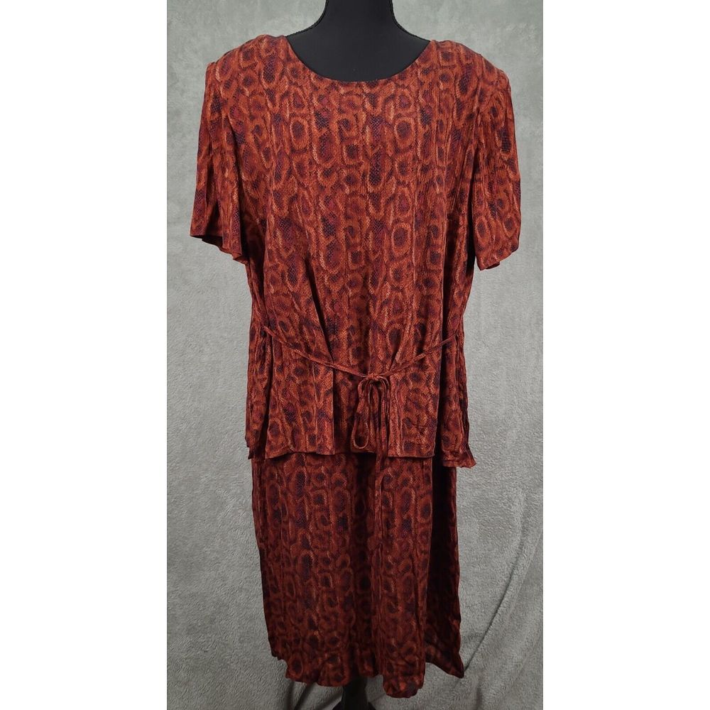 VTG Special‎ Thyme Ltd. Dress Sz 20W Red Snake Skin Pattern